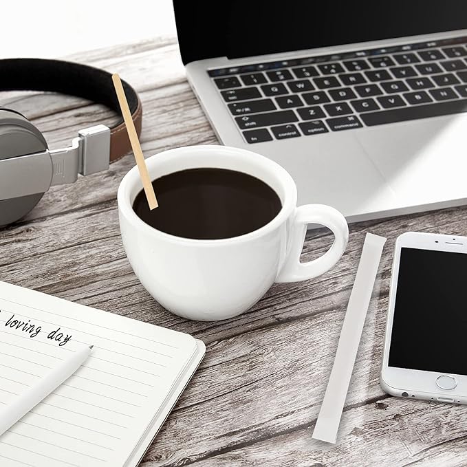 1000Pcs Coffee Stir Sticks, 5.5 Inch Individually Wrapped Coffee Stirrers Sticks, Premium Disposable Wooden Drink Stirrers for Coffee Beverage Tea Milk