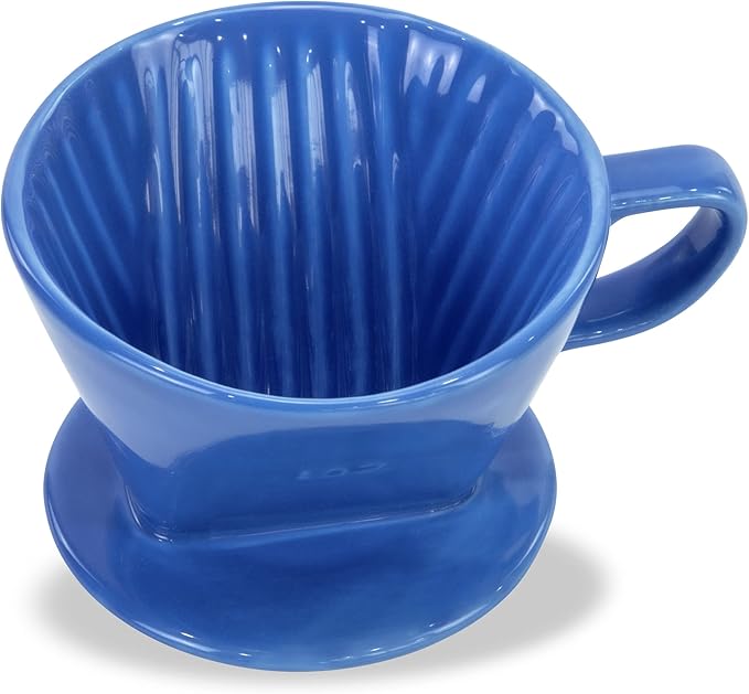 Pour Over Ceramic - Coffee Dripper Ceramic Coffee Maker with 3 Holes Flat Bottom, Porcelain Slow Filter Cone for Travel, Camping, Office, Home, Coffee Maker Brew…