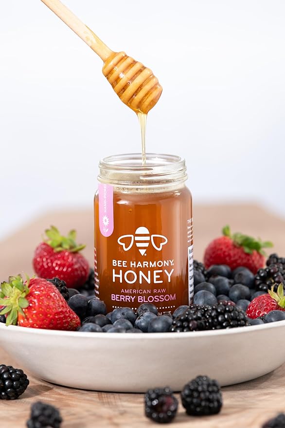 Bee Harmony Honey 5 Pack Variety Pack, 60 Ounce (Clover, Wildflower, Orange Blossom, Berry and Blueberry)