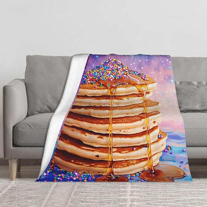 Honey Drizzle Dessert Fleece Blanket, Ultra-Soft Micro Fleece with Golden Syrup Flowing On Sweets, Lightweight & Cozy, Perfect for Foodie Decor,Sofa, Bed Or Gift, Machine-Washable 50X60 Inch