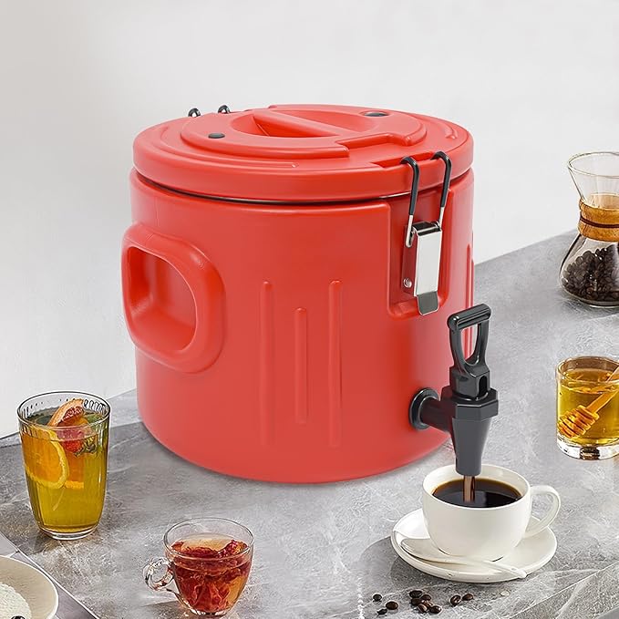 Insulated Beverage Dispenser - 10.5Qt Stainless Steel Hot and Cold Beverage Server with Spigot Handle, Commercial Thermal Container for Water Coffee Drink Catering Restaurant