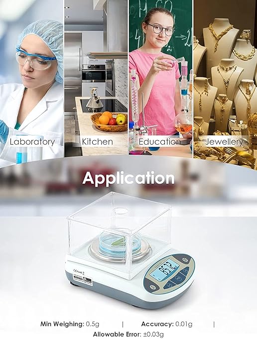 CGOLDENWALL Precision Lab Scale 3000g X 0.01g Digital Analytical Balance Laboratory Balance Jewelry Scale Scientific Scale 0.01g Accuracy 110V (3000g, 0.01g)