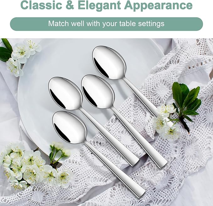 TeamFar Teaspoon Set of 12, 6.7 Inch Stainless Steel Mini Tea Spoons, Small Spoon Silverware for Coffee Tea Soup Dessert, Non-Toxic & Heavy Duty, Mirror Polished & Dishwasher Safe