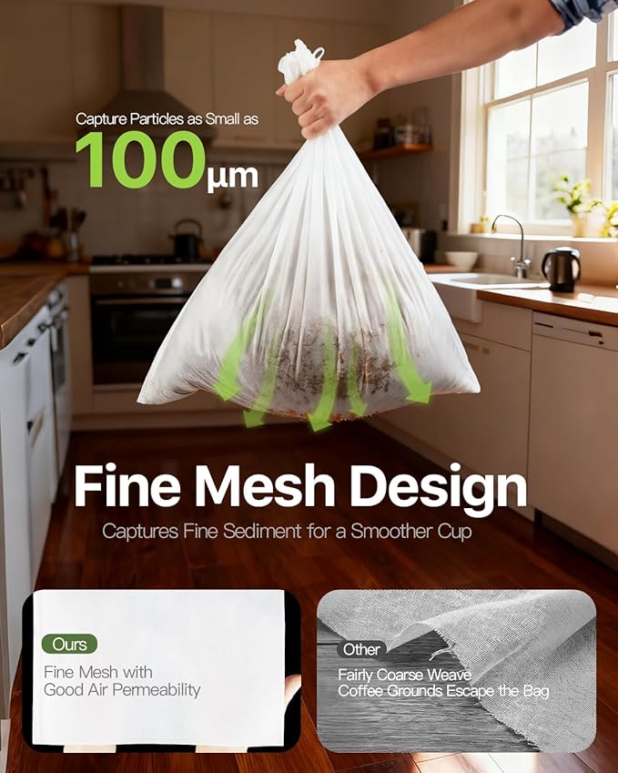 Grasseed Cold Brew Filter Bags for Toddy & OXO Coffee Makers, Cold Brew Bag with Drawstring for Pitchers and Mason Jars, 12" x 12", 50Pack