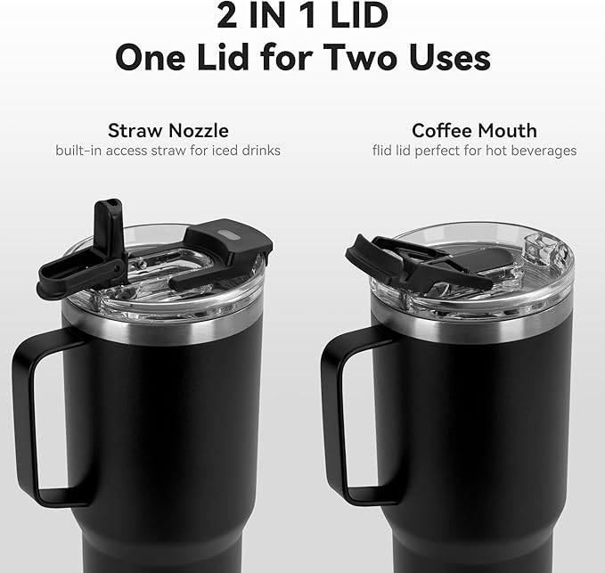 HASLE OUTFITTERS 30oz Tumbler With Handle, Insulated Travel Coffee Mug With Straw Leak-Proof Double Wall Stainless Steel Vacuum Tumblers Metal Cup with Straw for Hot and Cold Drink