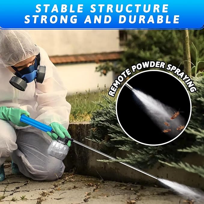 Diatomaceous Earth Powder Duster,Adjustable Powder Sprayer 24.5" to 44" with Push-Pull Air Pump,Stainless Steel Rod,8.5oz Transparent Tank,Powder Applicator for Indoor Outdoor Use