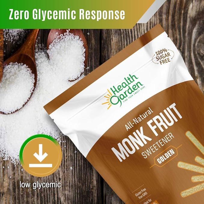 Health Garden Monk Fruit Sweetener, Golden- Non GMO - Gluten Free - 1:1 Sugar Substitute - Kosher - Keto Friendly (2.5 lbs)