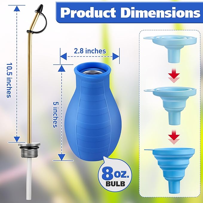 Diatomaceous Earth Powder Duster, Garden Powder Applicator Dispenser with Long Metal Tube, Bulb Duster Sprayer Insect Duster for Home Powder for Organic Gardening Agricultural Supply 2 Pack (Blue)