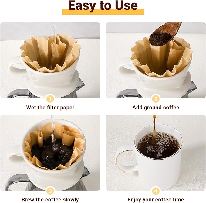 Segarty 1-2 Cup Natural Unbleached Paper Coffee Filters Disposable, 100pcs 6.1in Basket Paper Filter Pour Over Maker Basket Dripper for Office Cafeteria, Coffee Bar Accessory for Commercial Household