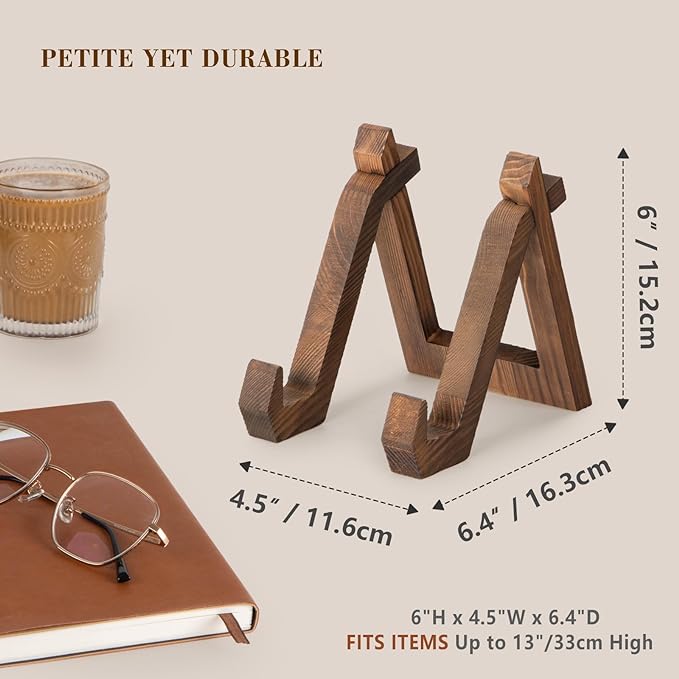 Plate Display Stand, 3 Pack 6 Inch Plate Holder for Displaying, Decorative Picture Frame Dish Photo Plaque Platter Wood Stand