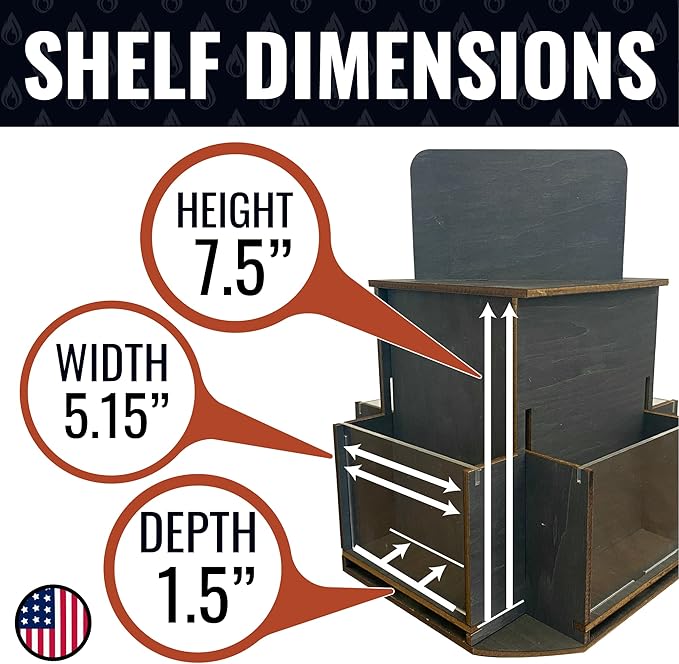 Rotating Greeting Card Display Stand, 1 Tier Wooden Organizer, 4-Sided Display Rack 360 Degree Spinning Multi-Pocket Display for Coasters, Stickers, Retail, Showcase, Tradeshow, 12.5”H (Ebony)