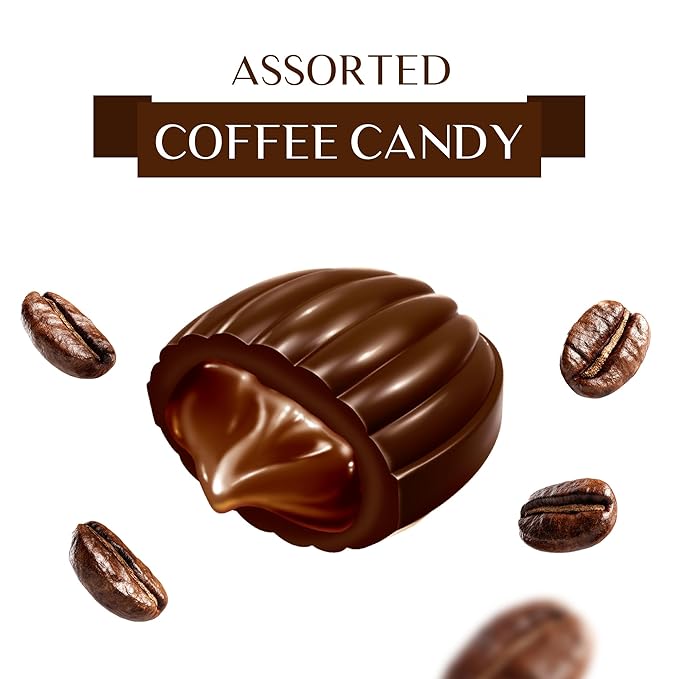 Maestro Massimo Coffee Candy with Center Filling, 3mg Caffeine per Candy, Individually Wrapped, Macchiato, Espresso, Cappuccino Flavored, 7.05 oz Bag - Pack of 1