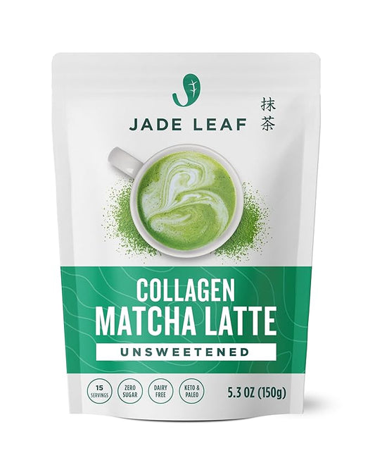 Jade Leaf Matcha Café Style Collagen Matcha Latte Green Tea Powder, Unsweetened, Sugar Free, Premium Barista Crafted Mix, Authentically Japanese, 15 Servings (5.3 Ounces)