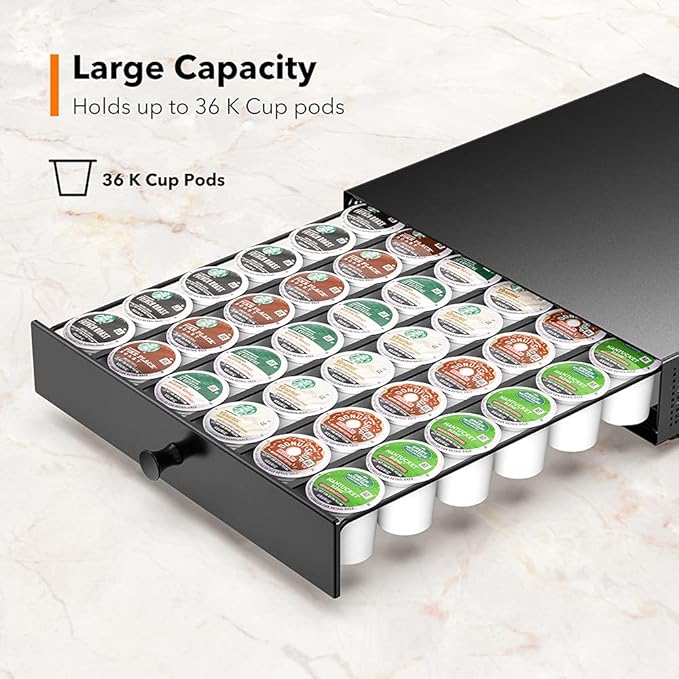 SICHEER K Cup Organization Storage Drawer Maker K Cup Holder Sliding Tray Pull out Coffee Pod Organizer Rolling Stand Countertop Maker Stand Rack Capsules Compatible with Keurig Accessories