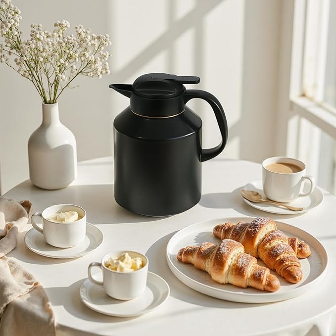 70 oz Thermal Coffee Carafe Insulated for Keeping Hot and Cold, Stainless Steel Thermal Coffee pot for Coffee, Tea, Water for Parties, Black