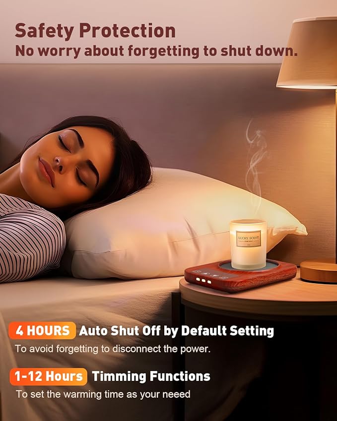 Mug Warmer, Cup Warmer for Desk with 15oz Coffee Mug, 36W Electric Coffee Cup Warmer with Auto Shut Off, 9 Temperature Setting Smart Cup Warmer for Heating Coffee, Milk, Beverage, Candle Jar