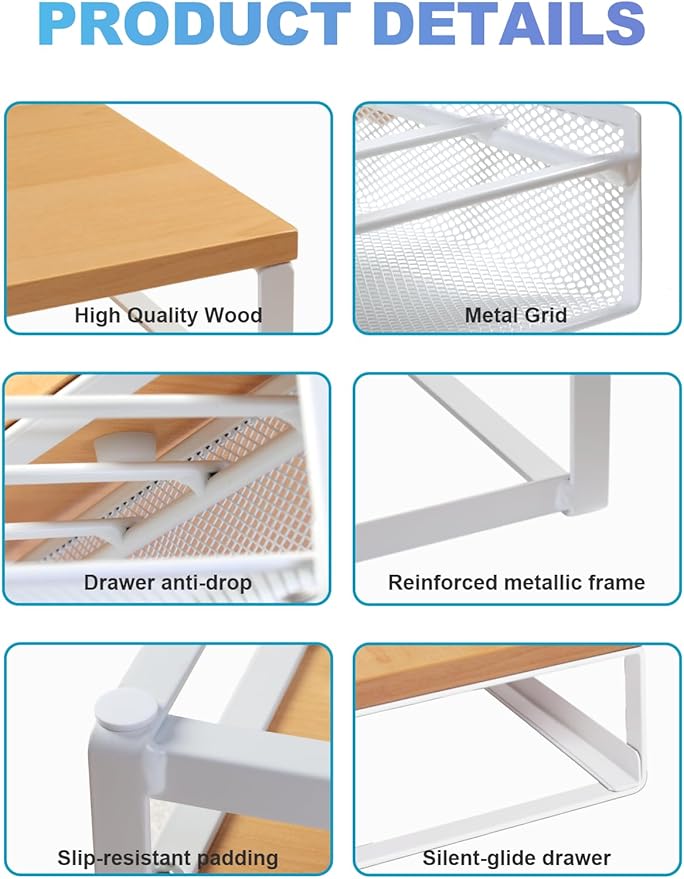 Coffee Pod Holder Counter Coffee Vertuo Capsules Storage Organizer with Sliding Drawer Compatible For K-Cup Pods Nespresso Pods No Assembly Needed Oak Color