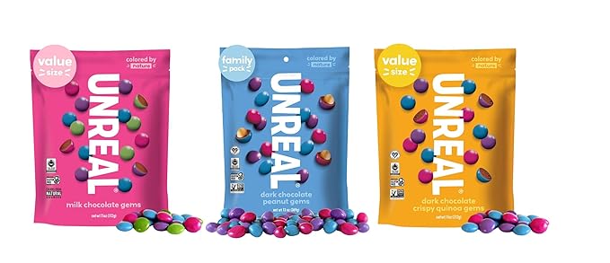 UNREAL Gems Variety Pack | Value Size Bags | Less Sugar, Fair Trade, Non-GMO Ingredients with no Corn Syrup or Sugar Alcohols, No Soy