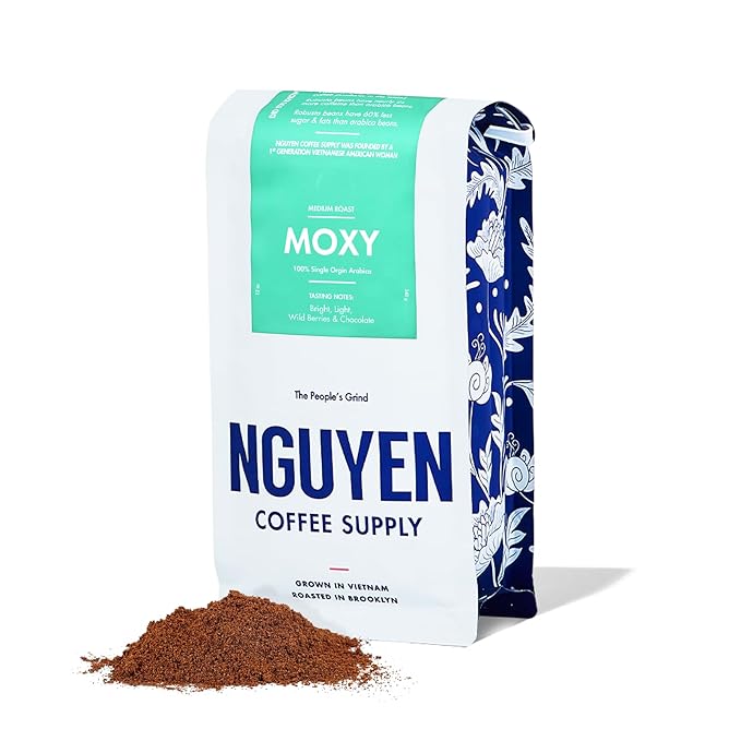 Nguyen Coffee Supply - Moxy Arabica: Medium Roast Premium Ground Coffee Beans, Vietnamese Single Origin, Direct Trade, Roasted in Brooklyn [12 oz Bag]
