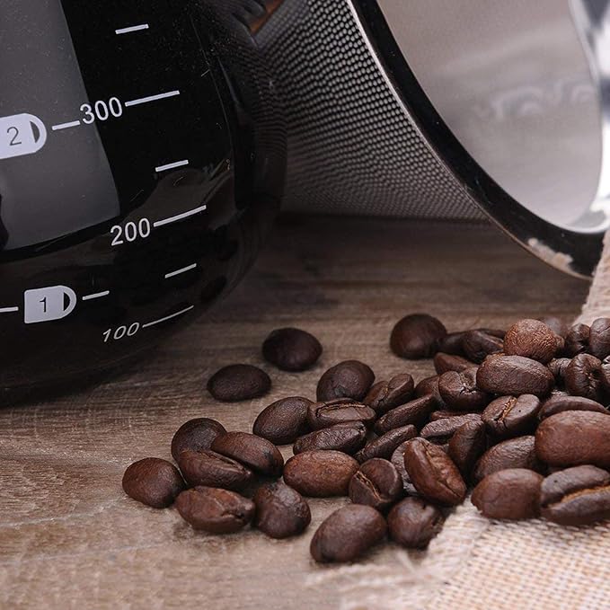 Boxtree Pour Over Coffee Maker Set with Reusable Stainless Steel Drip Filter Elegant Coffee Dripper Pot Glass Carafe & Permanent Stainless Steel Filter