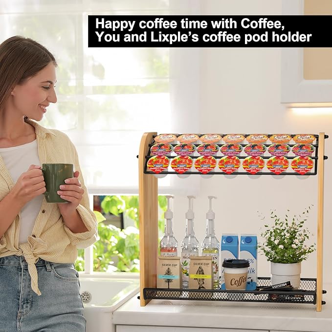 K Cup Holder Coffee Pod Organizer for Coffee Bar Accessories, K Cup Holders for Counter, Large Capacity K Cups Holder, Easy Assembly Coffee Station Organizer for Countertop (28 Coffee Pods At Least)