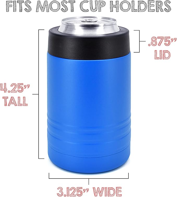 Clear Water Home Goods - 12 oz Stainless Steel Double Wall Vacuum Insulated Can or Bottle Beverage Cooler - Powder Coated Royal Blue - 6 Pack