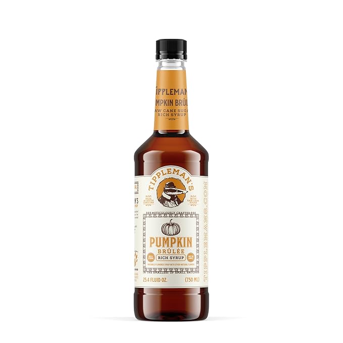 Tippleman's Pumpkin Spice Brûlée Coffee Syrup - Made with Raw Cane Sugar - Perfect for Lattes & Cold Brew, Fits Pump - 750ml