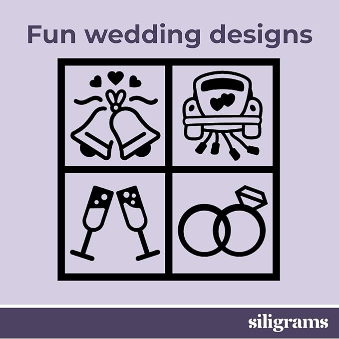 SILIGRAMS Wedding Ice Cube Mold – 2” Custom Whiskey & Cocktail Ice Tray – Personalized Silicone Ice Cube Mold – Elegant Gift for Weddings, Engagements & Receptions – Reusable Ice Mold