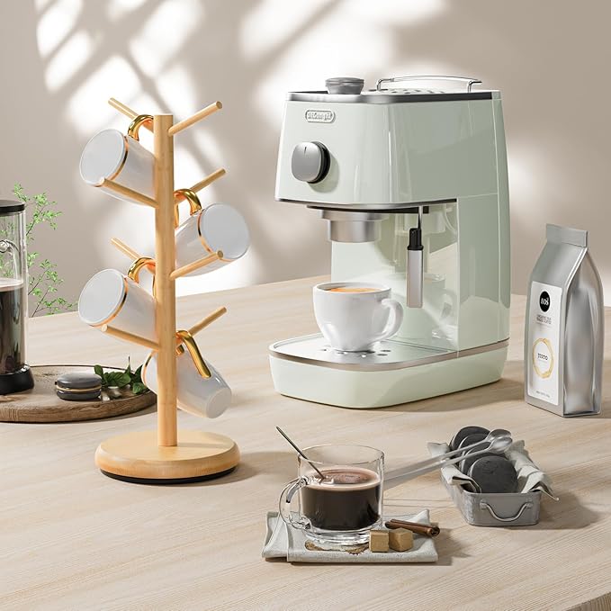 BAMBANG Mug Holder Tree, 360° Rotating 8 Hooks Coffee Cup Holder for Counter Top, Bamboo Coffee Mug Rack Stand for Kitchen Countertop Home, Natural