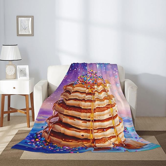 Honey Drizzle Dessert Fleece Blanket, Ultra-Soft Micro Fleece with Golden Syrup Flowing On Sweets, Lightweight & Cozy, Perfect for Foodie Decor,Sofa, Bed Or Gift, Machine-Washable 60X80 Inch