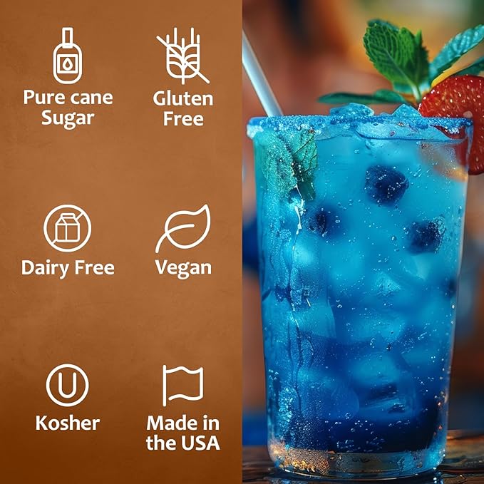 Syruvia Blue Raspberry Syrup, Flavored Syrup for Drinks, Cocktails, Lemonades, Iced Teas, and Desserts – 25.4 fl oz, With Pump