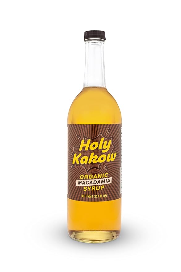 Holy Kakow Cafe Organic Macadamia Syrup - Macadamia Coffee Syrup, Organic Syrup for Coffee, Latte, Cocktail and Shake, Real Food Ingredients - 750ml