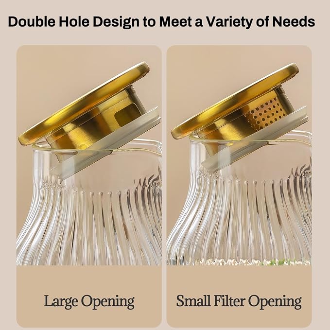 Square Glass Pitcher with Lid and Spout,68 oz/2 Liter Vertical Stripes Water Pitcher for Fridge, Borosilicate Glass Water Carafe for Cold Brew, Coffee, Lemonade, Sun Tea,Heat Resistant