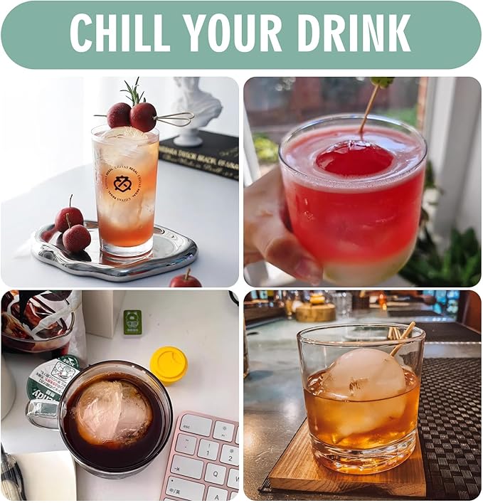 WIBIMEN Large Ice Cube Molds, Big Round Whiskey Ice Cube Trays for Freezer, Easy to Fill & Release, Whiskey Bourbon Cocktail(1.9In*6 Balls- Blue/2 Pack)