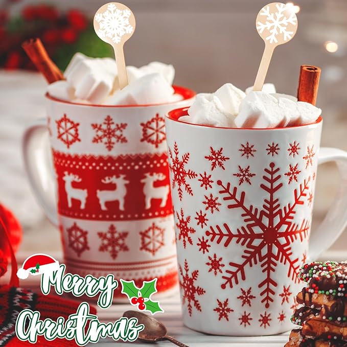 360 Pcs Christmas Snowflake Wooden Coffee Stirrer Disposable Wooden Cocktail Drink Stirrers Winter Christmas Stir Sticks Beverage Mixer for Coffee Milk Cocktail Tea Hot Drinks Party Supplies