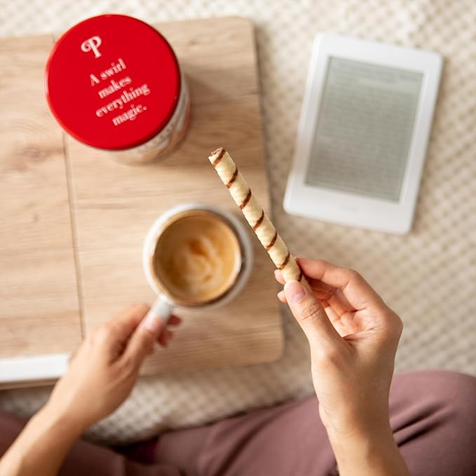 Pirouline Rolled Wafers – Dark Chocolate – Rolled Wafer Sticks, Crème Filled Wafers, Rolled Cookies for Coffee, Tea, Ice Cream, Snacks, Parties, Gifts, and More – 14.1oz Tin 6 Pack