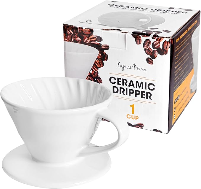 Pour Over Coffee Dripper - Ceramic Slow Brewing Accessories for Home, Cafe, Restaurants - Easy Manual Brew Maker Gift - Extra Small - White, 1 Cup