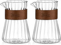 Small Glass Coffee Server Set of 2 - Manual Pour Over Coffee Maker 16oz, Borosilicate Glass Coffee Carafe with Heat-Resistant Wood Ring,2 Pack