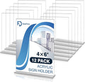 Daofary 12 Pack Acrylic Sign Holder 4 x 6, Double-Sided Stand up Table Top Sign Holders, Clear Acrylic Picture Frame Menu Flyer Paper Holder Display Stand for Office Business Store Wedding Party
