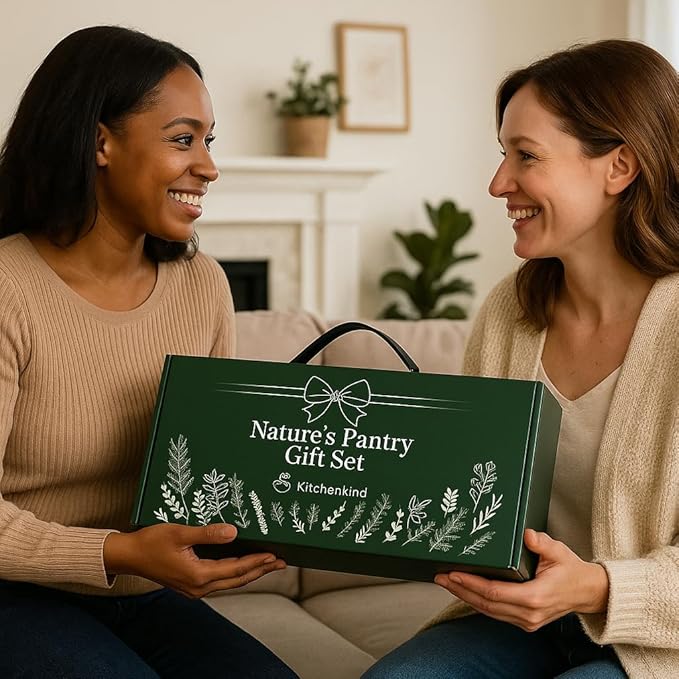 Nature’s Pantry Gift Set – 3 Bamboo Airtight Canisters for Tea, Coffee & Sugar – Storage Jars with Chalk Labels & Marker – Premium Sage Green Gift Box