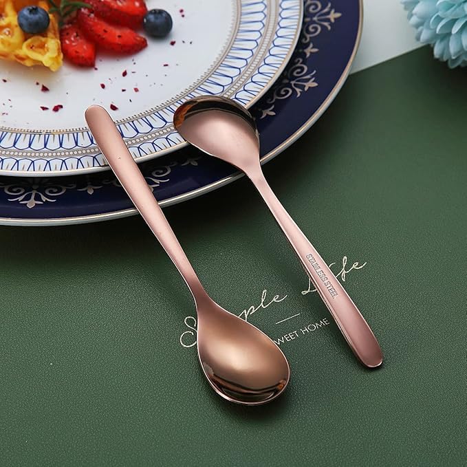 Copper Demitasse Espresso Spoons, 5.5'' Mini Coffee Spoons, Set of 6, Dishwasher Safe