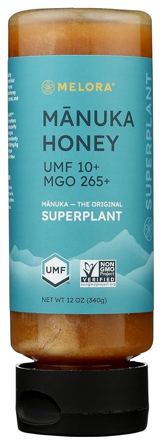Melora Premium Raw Manuka Honey MGO 265+ (12 Oz) | Non-GMO, Gluten Free, Natural Prebiotic & Daily Wellness Support, From New Zealand, Traceable from Hive to Hand