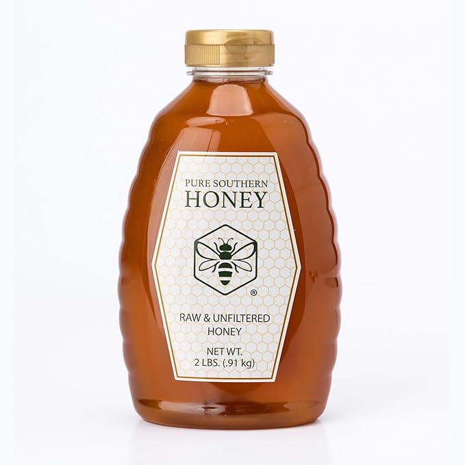 100% Authentic, USA - Made Raw Unfiltered Honey, Pure Southern Honey [ 2 lb] - Unheated - Non - GMO, No Additives, All - Natural Sweetener- Squeeze Bottle With Flip Top