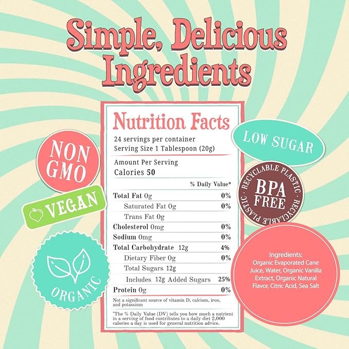 Wäbry Organic Vanilla Syrup – 16.4oz (468g), Natural Coffee Syrup, Perfect for Lattes, Matcha, Tea & Mocktails, Soda, Non-GMO, Dye-Free & Vegan Syrups – BPA-Free Plastic Bottle