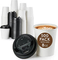 Vplus 500 Pack 8 OZ Paper Coffee Cups, Disposable 8 OZ Coffee Cups With Lids, Cold/Hot Drinking, For Home, Traveling, Stores, Office, And Events