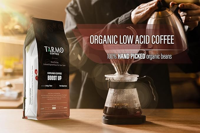 TARMO -BOOST UP | Low Acid ARABICA & ROBUSTA BLEND Ground Coffee | Specialty Vietnamese Coffee | Single Origin - Dark Roast | High Caffeine Coffee Ground | 12 Oz Bag
