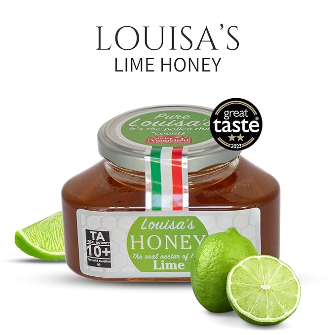 Louisa's Lime Honey | Award-Winning Italian Raw & Pure Honey | TA 10+ (MGO 263+) | 100% Traceable | Sustainably Sourced | GMO, Gluten & Allergen Free | 350g