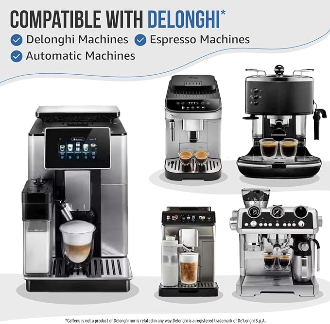 Delonghi Compatible Descaling Solution. 2 Bottles of Descaler Solution. Descaling Kit Removes Limescale For Hotter Coffee. 4 Uses Descaler For Delonghi Coffee Machines.