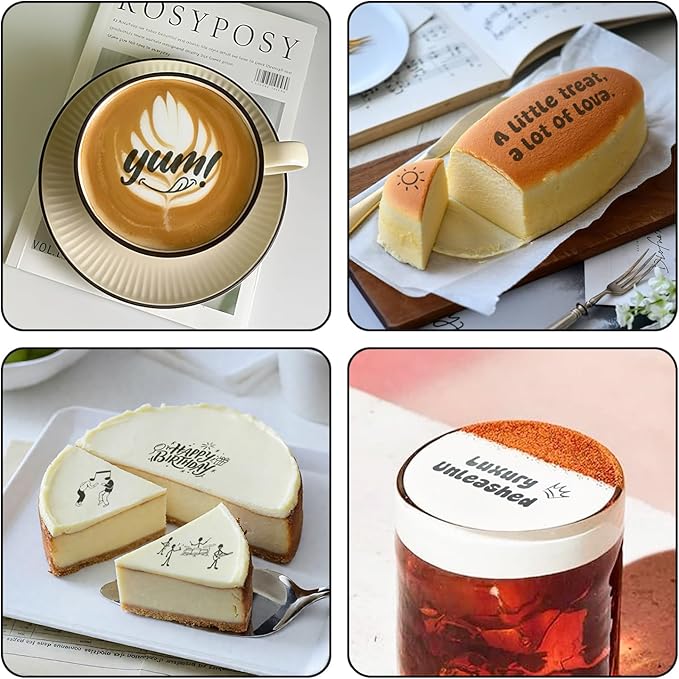 EVEBOT Handheld Food PrintPen Portable Mini Coffee Printer Latte Art Macaron Cookie DIY Design, Bluetooth 4.2-1PCS Black Color