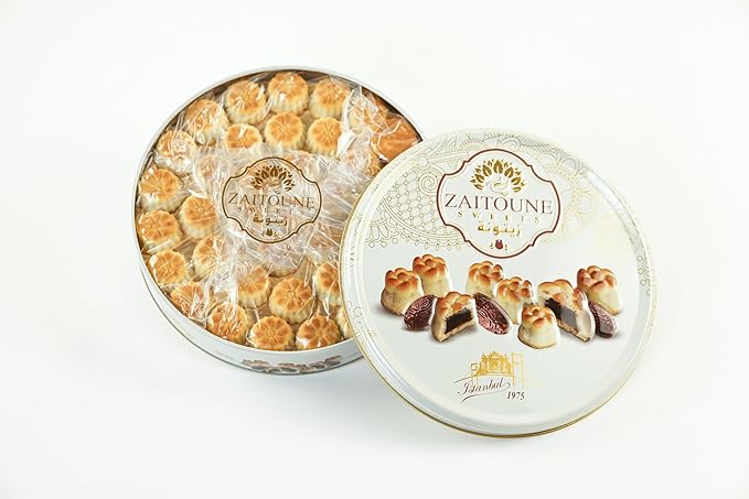 Zaitoune Maamoul Date Cookies - 18 oz – Authentic Middle Eastern Sweets | Arabic Cookies with Dates – Premium Dessert Gifts in Elegant Tin